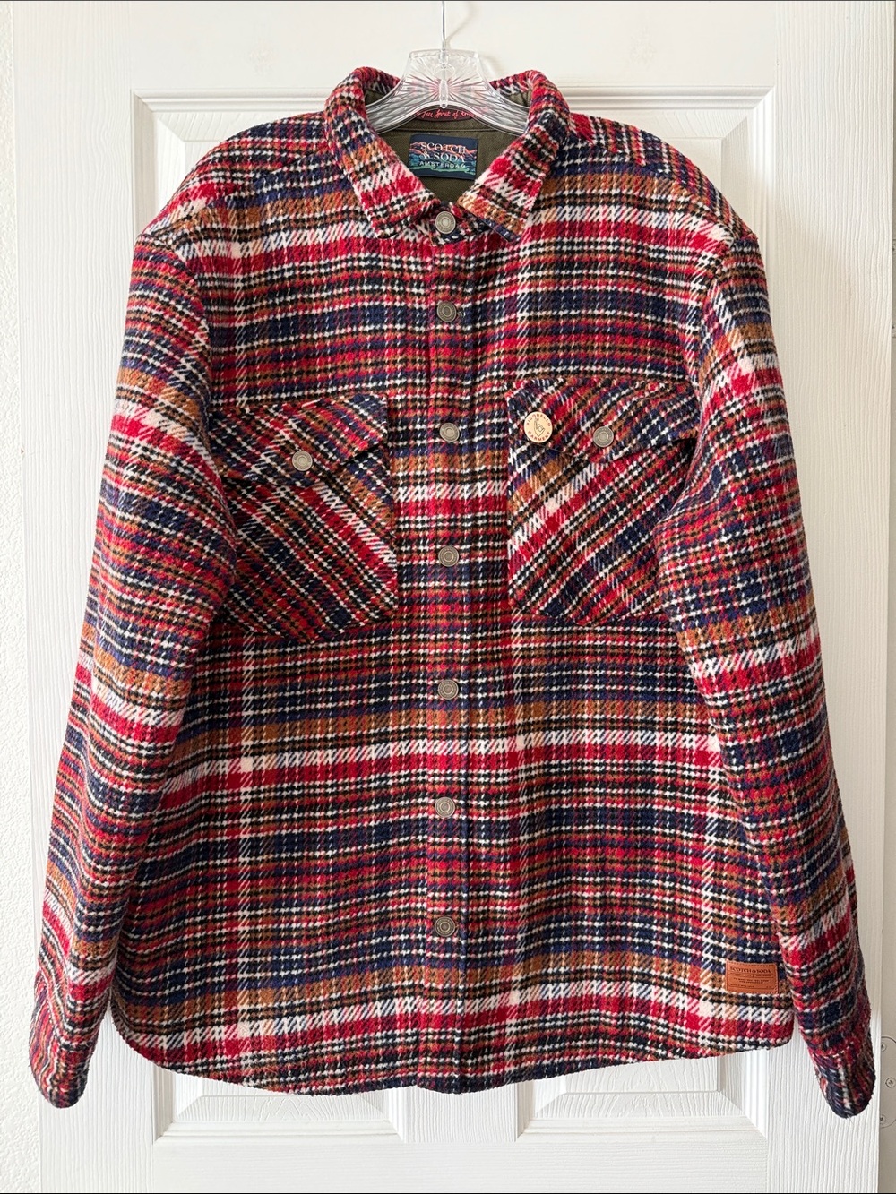 Scotch & Soda Wool Blend Padded Checked Overshirt Size XXL